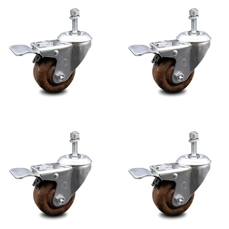 Service Caster 3.5 Inch High Temp Glass Filled Nylon 10mm Stem Caster Set Total Lock Brake SCC SCC-TSTTL20S3514-GFNSHT-M1015-4